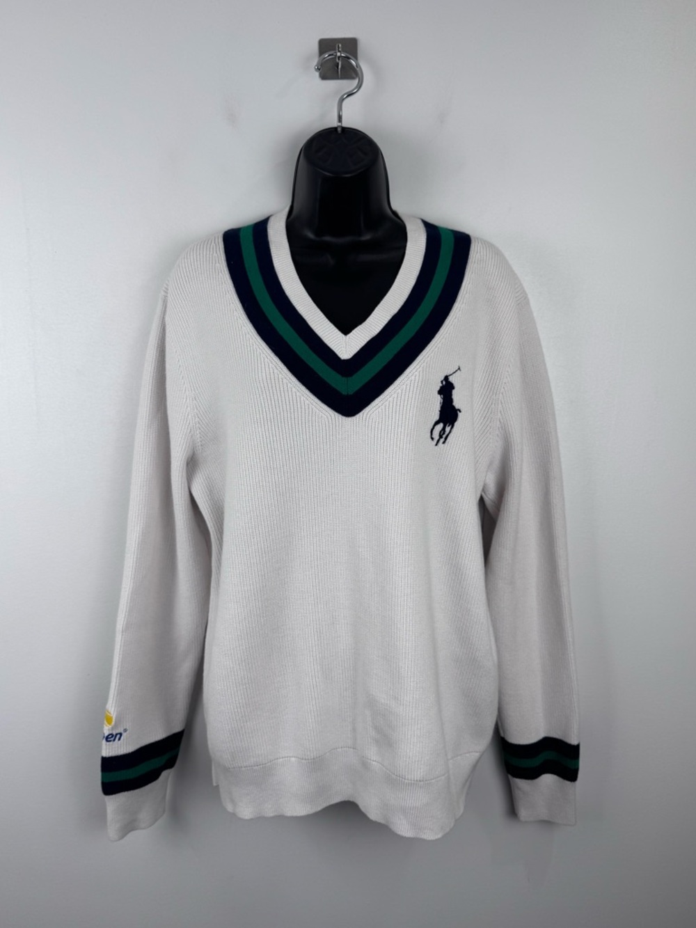 Polo Ralph Lauren Women White US Open Umpire Cricket Sweater Size Large
